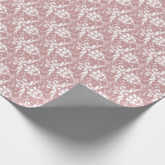 White Damask op Mauve Cadeaupapier (Hoek)