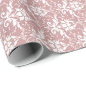 White Damask op Mauve Cadeaupapier (Rol Hoek)