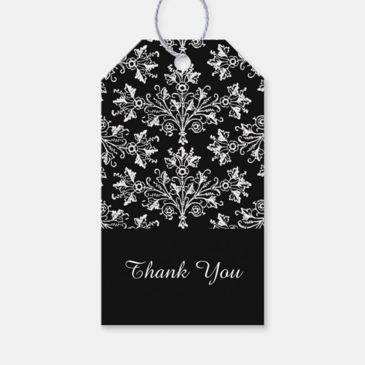 White  Damask Pattern Aangepast Hartelijk dank Lab Cadeaulabel (Voorkant)