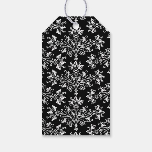 White  Damask Pattern Aangepast Hartelijk dank Lab Cadeaulabel (Achterkant)