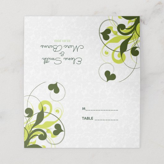 White Damask Pattern en Green Swirls Plaatskaartje (Buitenkant ongevouwen)