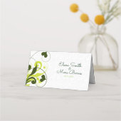 White Damask Pattern en Green Swirls Plaatskaartje (Achterkant)