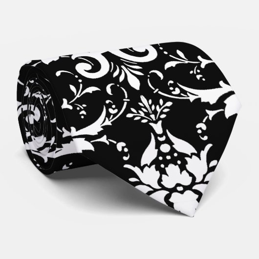 White Damask Pattern Stropdas (Opgerold)