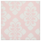 White Damask Scroll op Baby Roze Stof (Swatch)
