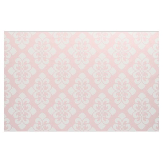 White Damask Scroll op Baby Roze Stof (Fat Quarter)