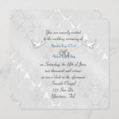 White Damask Shimmer Wedding Kaart (Voorkant / Achterkant)
