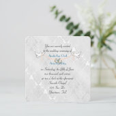 White Damask Shimmer Wedding Kaart (Staand voorkant)