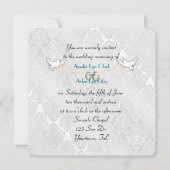 White Damask Shimmer Wedding Kaart (Voorkant)
