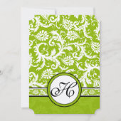 White Damask Swirls Apple Green Wedding Invitation Kaart (Voorkant)