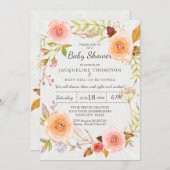 White Damask Typography Waterverf Floral Wreath Kaart (Voorkant / Achterkant)