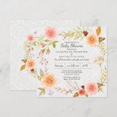 White Damask Waterverf Floral Wreath Typografie Kaart (Voorkant / Achterkant)