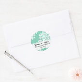 White Damask Wedding Dank je wel Ronde Sticker (Envelop)