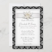 White Damask Wedding Invitations Kaart (Voorkant)