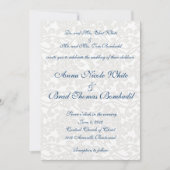 White Damask Wedding Uitnodiging (Voorkant)