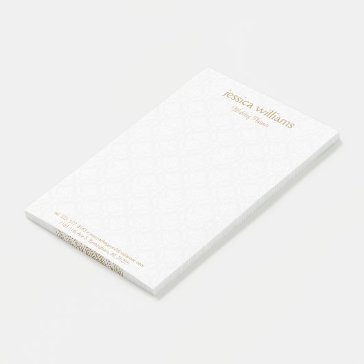 White Damasks Background Gold Typography Post-it® Notes (Schuin)