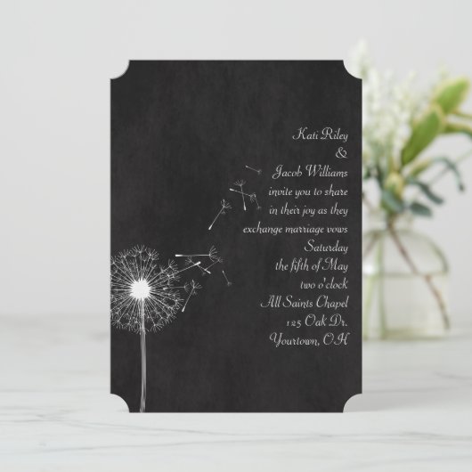 White Dandelion Black Kaart (Staand voorkant)