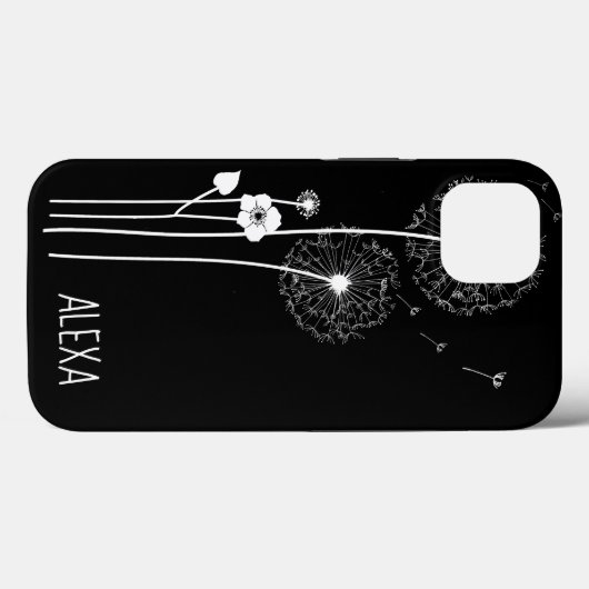 White Dandelion Bouquet op Black Case-Mate iPhone Case (Achterkant (horizontaal))