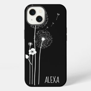 White Dandelion Bouquet op Black iPhone 13 Hoesje