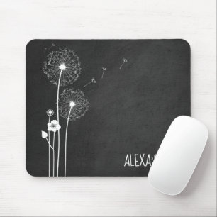 White Dandelion Bouquet op Blackboard Muismat