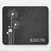 White Dandelion Bouquet op Blackboard Muismat (Voorkant)
