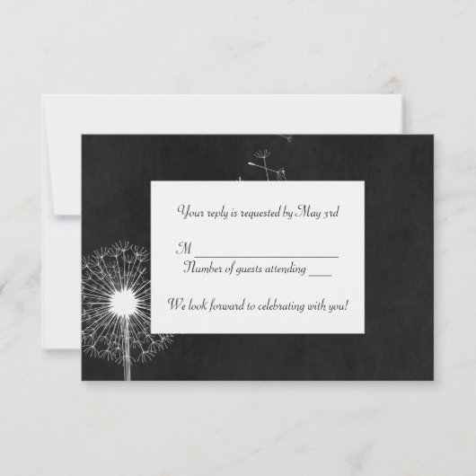 White Dandelion RSVP Kaart (Voorkant)