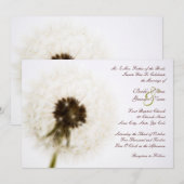 White Dandelion Wedding Invitation Kaart (Voorkant / Achterkant)