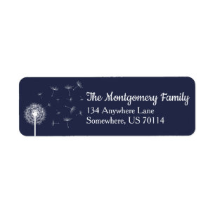 White Dandelion Wildflower & Navy Family Etiket