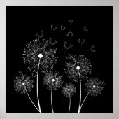 White Dandelions Line Art Poster (Voorkant)