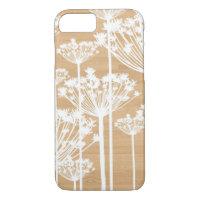 White Dandelions on Faux Wood iPhone 7 Hoesje