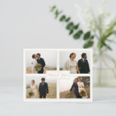 White Dankjewel Wedding Collage 4 Foto Briefkaart (Staand voorkant)