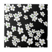 White Dansy Daisy Pattern Ceramic Tile Tegeltje (Voorkant)
