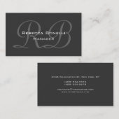 White Dark Grey Script Monogram Visitekaartje (Voorkant / Achterkant)