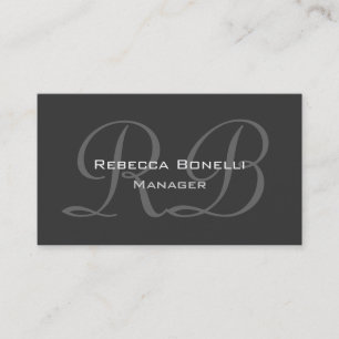 White Dark Grey Script Monogram Visitekaartje
