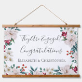 White Dark Pink Red Floral Greenery Verloving Hangend Wandkleed (Voorkant)