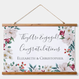 White Dark Pink Red Floral Greenery Verloving Hangend Wandkleed