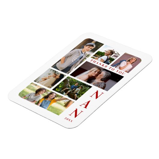White & Dark Red Classic 7 Multi Photos Collage Magneet (Linkerzijde)