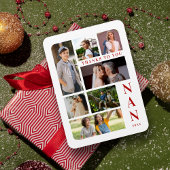 White & Dark Red Classic 7 Multi Photos Collage Magneet