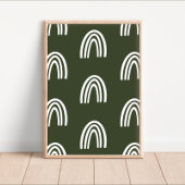 White/Dark Sage Boho Rainbows Nursery Decor Poster