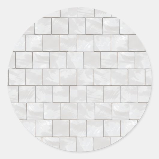 White Decorative Marble Tegel Background Ronde Sticker (Voorkant)