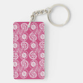 White decorative Paisley Pattern on roze Sleutelhanger (achterkant)