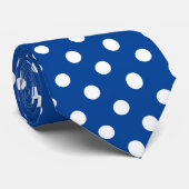 White Deep Blue Polka Dots Pattern Stropdas (Opgerold)