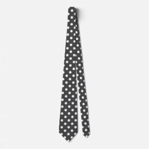White Deep Gray Polka Dots Pattern Stropdas