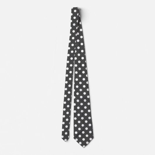 White Deep Gray Polka Dots Pattern Stropdas (Achterkant)
