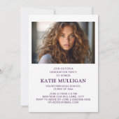 White Deep Paarse Afstuderen Aankondiging Foto (Achterkant)