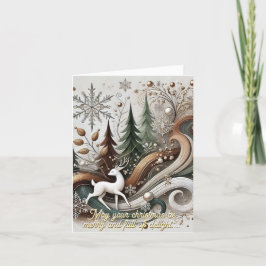 White deer 2Folded Holiday Card Feestdagen Kaart
