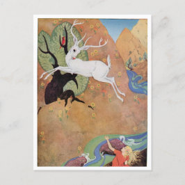 White Deer and Girl van Dorothy Lathrop Briefkaart