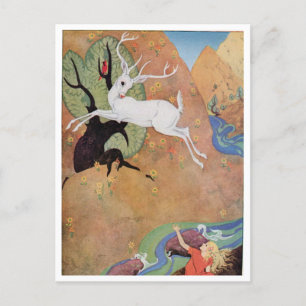 White Deer and Girl van Dorothy Lathrop Briefkaart
