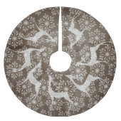 White Deer and Snowflakes Holiday Tree Skirt Kerstboom Rok (Voorkant)