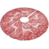 White Deer and Snowflakes Red Holiday Tree Skirt Kerstboom Rok (Gekanteld)