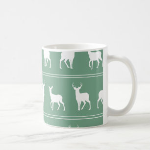 White Deer and Stag patroon on Acapulco Green Koffiemok